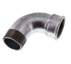 90 Grad abgewinkeltes Fitting 2'' Außengewinde R x Innengewinde Rp kurz Gusseisen 25bar (351.25psi)