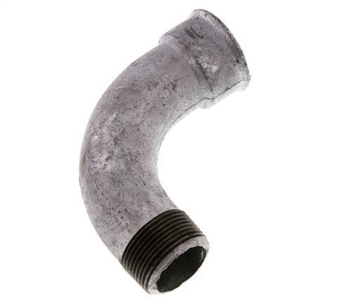 90 Grad abgewinkeltes Fitting 1 1/4'' Außengewinde R x Innengewinde Rp lang Gusseisen 25bar (351.25psi)