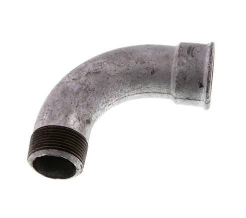 90 Grad abgewinkeltes Fitting 1 1/4'' Außengewinde R x Innengewinde Rp lang Gusseisen 25bar (351.25psi)