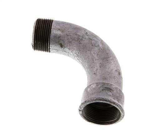 90 Grad abgewinkeltes Fitting 1 1/4'' Außengewinde R x Innengewinde Rp lang Gusseisen 25bar (351.25psi)