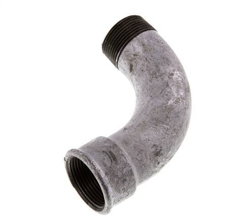 90 Grad abgewinkeltes Fitting 1 1/4'' Außengewinde R x Innengewinde Rp lang Gusseisen 25bar (351.25psi)