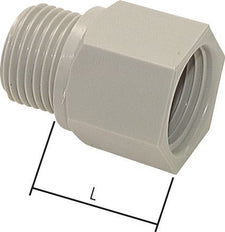 Threaded Extension G1/8'' Male x Female Polypropylene (pp) 10bar (140.5psi) FDA 14mm Hex [2 Pieces]