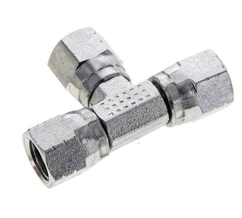 JIC Tee Fitting UNF 7/16''-20 Female Steel 310bar (4355.5psi)