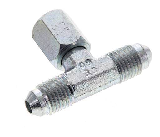 JIC Tee Fitting UNF 7/16''-20 Male x Female Steel 350bar (4917.5psi)