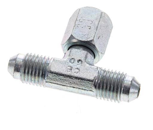 JIC Tee Fitting UNF 7/16''-20 Male x Female Steel 350bar (4917.5psi)