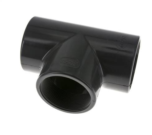 PVC Tee Fitting Female Socket 75mm x Female Rp2-1/2''