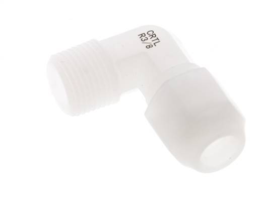 8x10mm & R3/8'' PVDF Elbow Hose Fitting with Male Threads 10bar/145psi