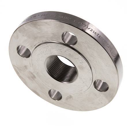 Threaded Flange DN32-PN40 Rp 1-1/4'' Stainless Steel 1.4571 DIN 2567 And EN 1092-1 (Type 13)