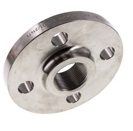 Threaded Flange DN32-PN40 Rp 1-1/4'' Stainless Steel 1.4571 DIN 2567 And EN 1092-1 (Type 13)