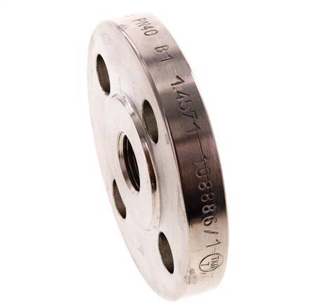 Threaded Flange DN15-PN40 Rp 1/2'' Stainless Steel 1.4571 EN 1092-1 (type 13)