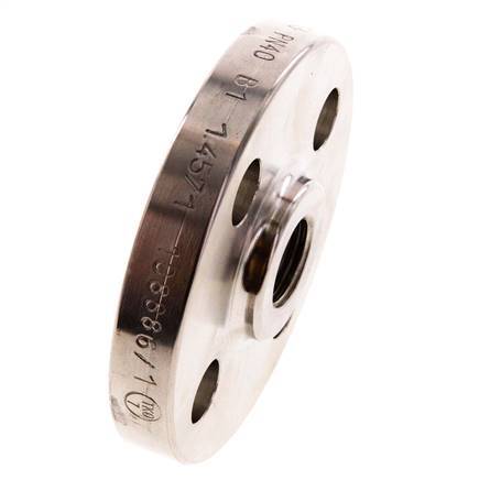 Threaded Flange DN15-PN40 Rp 1/2'' Stainless Steel 1.4571 EN 1092-1 (type 13)