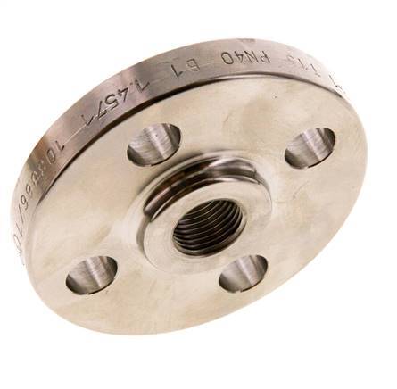 Threaded Flange DN15-PN40 Rp 1/2'' Stainless Steel 1.4571 EN 1092-1 (type 13)