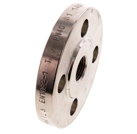 Threaded Flange DN15-PN40 Rp 1/2'' Stainless Steel 1.4571 EN 1092-1 (type 13)
