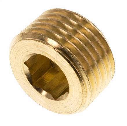 1/2'' Brass Closing plug with Inner Hex without collar 16 Bar [5 Pieces]