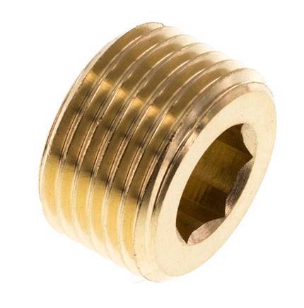 G 3/8'' Brass Closing plug with Inner Hex without collar 16 Bar [5 Pieces]