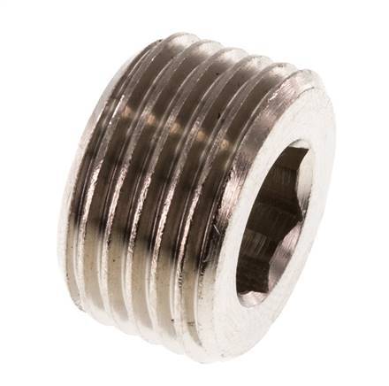 1/2'' Nickel plated Brass Closing plug with Inner Hex without collar 16 Bar [5 Pieces]