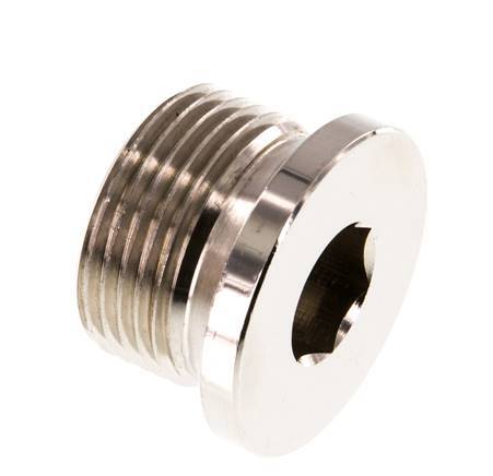 G 3/4'' Nickel plated Brass Closing plug with Inner Hex 16 Bar