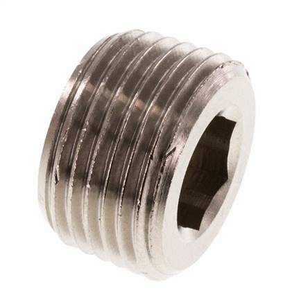 3/8'' Nickel plated Brass Closing plug with Inner Hex without collar 16 Bar [10 Pieces]