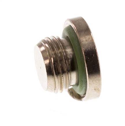 G 1/8'' Nickel plated Brass Closing plug with Inner Hex and FKM Seal 16 Bar [5 Pieces]