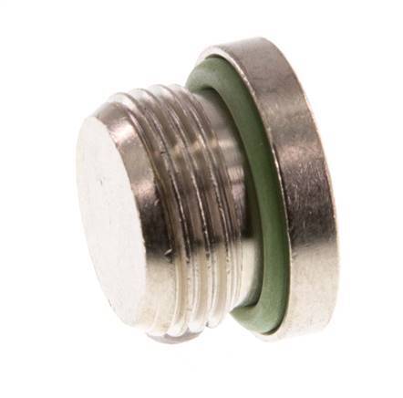 G 3/8'' Nickel plated Brass Closing plug with Inner Hex and FKM Seal 16 Bar [5 Pieces]