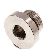 G 1/8'' Nickel plated Brass Closing plug with Inner Hex and NBR Seal 16 Bar [10 Pieces]