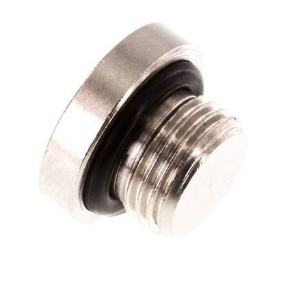 G 1/8'' Nickel plated Brass Closing plug with Inner Hex and NBR Seal 16 Bar [10 Pieces]