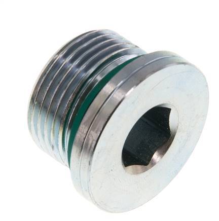 G 3/4'' Male Zinc plated Steel Closing plug with Inner Hex and FKM Seal 400 Bar [2 Pieces]