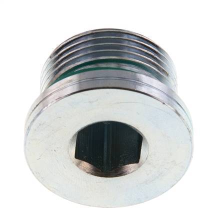 G 3/4'' Male Zinc plated Steel Closing plug with Inner Hex and FKM Seal 400 Bar [2 Pieces]