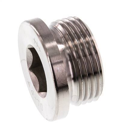 G 1'' Stainless steel Closing plug with Inner Hex 40 Bar