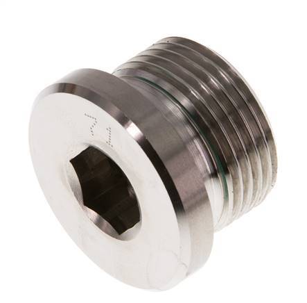 G 3/4'' Außengewinde Verschlussstopfen aus Edelstahl mit Innensechskant und FKM-Dichtung 400 bar