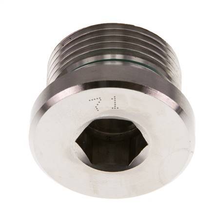 G 3/4'' Außengewinde Verschlussstopfen aus Edelstahl mit Innensechskant und FKM-Dichtung 400 bar