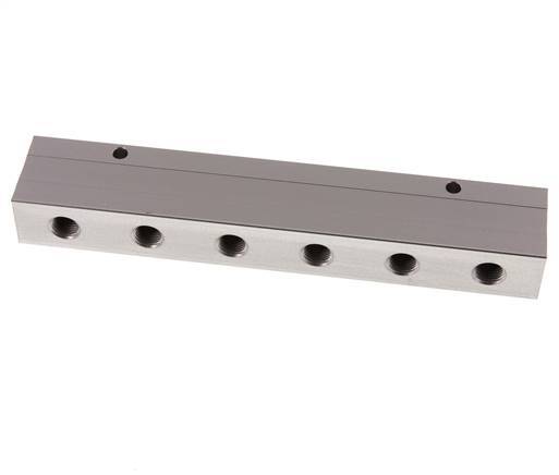 2xG 1/2'' x 12xG 1/4'' Aluminium Verteilerblock Doppelseitig 16 bar