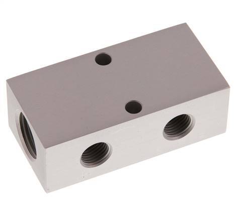 2xG 1/2'' x 4xG 1/4'' Aluminium Distributor Block Double-sided 16 Bar
