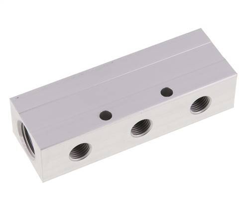 2xG 1/2'' x 6xG 1/4'' Aluminium Verteilerblock Doppelseitig 16 bar