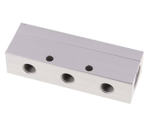 2xG 1/2'' x 6xG 1/4'' Aluminium Verteilerblock Doppelseitig 16 bar
