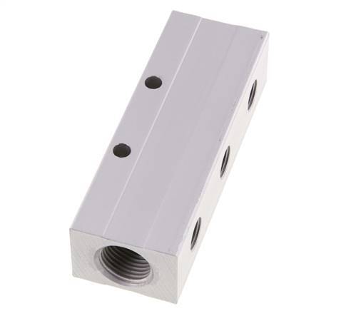 2xG 1/2'' x 6xG 1/4'' Aluminium Verteilerblock Doppelseitig 16 bar