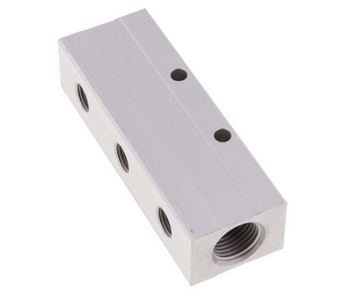 2xG 1/2'' x 6xG 1/4'' Aluminium Verteilerblock Doppelseitig 16 bar