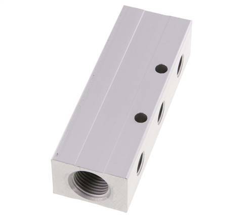2xG 1/2'' x 6xG 1/4'' Aluminium Verteilerblock Doppelseitig 16 bar