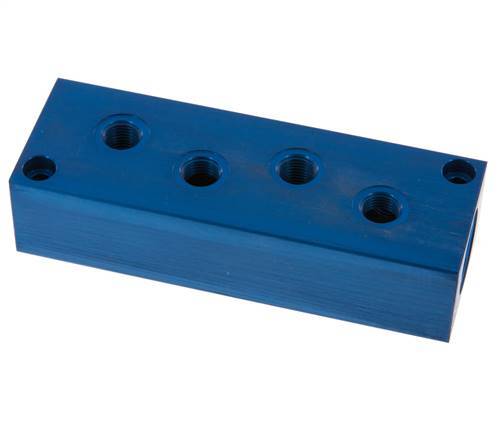 2xG 1/2'' x 8xG 1/4'' Aluminium Verteilerblock einseitig 16 bar