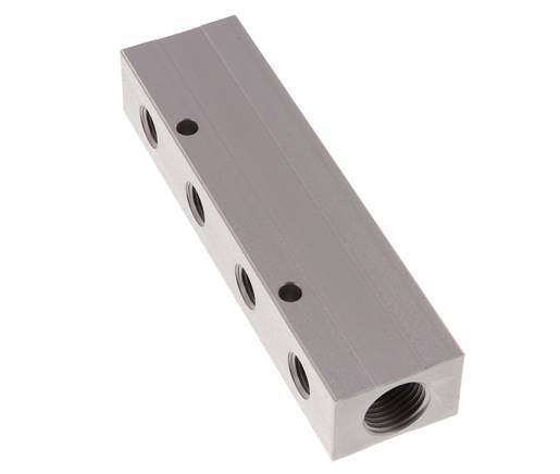2xG 1/2'' x 8xG 1/4'' Aluminium Verteilerblock Doppelseitig 16 bar