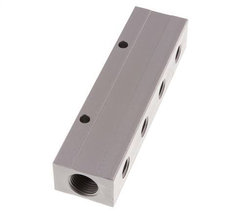 2xG 1/2'' x 8xG 1/4'' Aluminium Verteilerblock Doppelseitig 16 bar