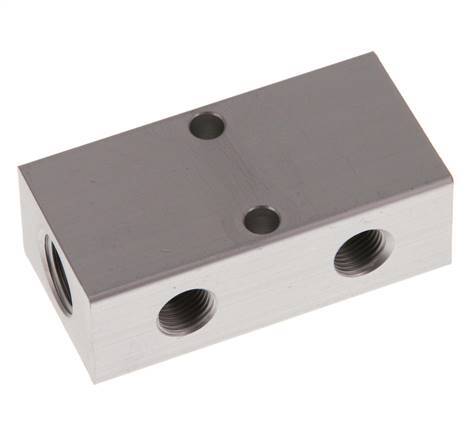 2xG 1/4'' x 2xG 1/8'' Aluminium Verteilerblock einseitig 16 bar