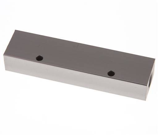 2xG 1/4'' x 4xG 1/8'' Aluminium Distributor Block One-sided 16 Bar