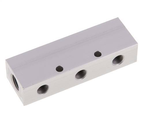 2xG 1/4'' x 6xG 1/8'' Aluminium Verteilerblock Doppelseitig 16 bar