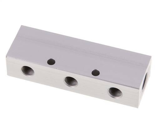 2xG 1/4'' x 6xG 1/8'' Aluminium Verteilerblock Doppelseitig 16 bar