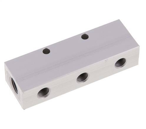 2xG 1/4'' x 6xG 1/8'' Aluminium Verteilerblock Doppelseitig 16 bar