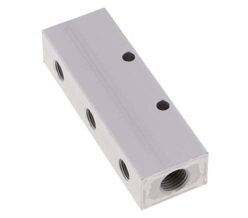 2xG 1/4'' x 6xG 1/8'' Aluminium Verteilerblock Doppelseitig 16 bar