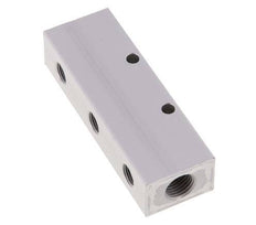 2xG 1/4'' x 6xG 1/8'' Aluminium Verteilerblock Doppelseitig 16 bar