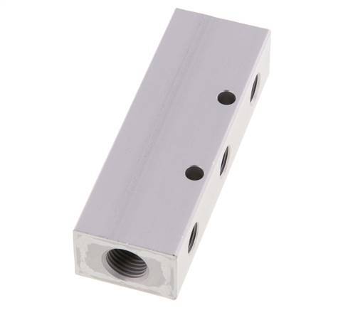 2xG 1/4'' x 6xG 1/8'' Aluminium Verteilerblock Doppelseitig 16 bar