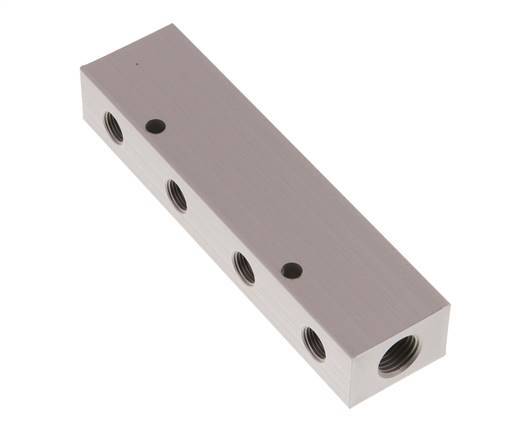 2xG 1/4'' x 8xG 1/8'' Aluminium Verteilerblock Doppelseitig 16 bar